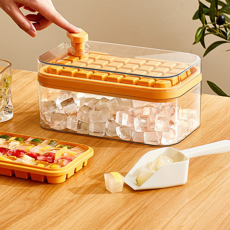 One-Press Ice Cube Maker Tray – With Lid & Storage Box