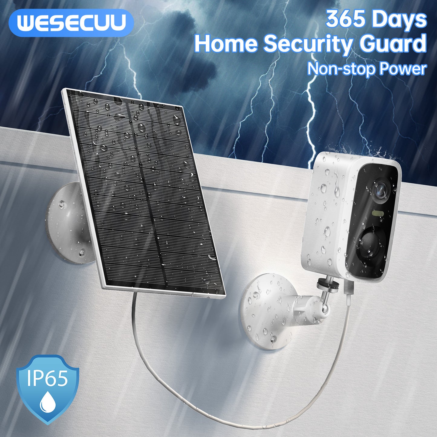 Solar WiFi Security Camera — 2K, 5000mAh, Human Detection