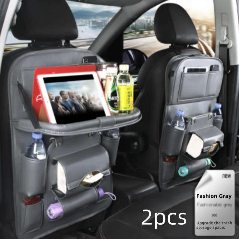 Car Seat Back Organiser – Waterproof PU Leather, Tray & Storage