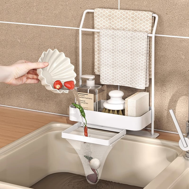 Kitchen Drain Rack & Rag Holder – Counter Storage Organiser