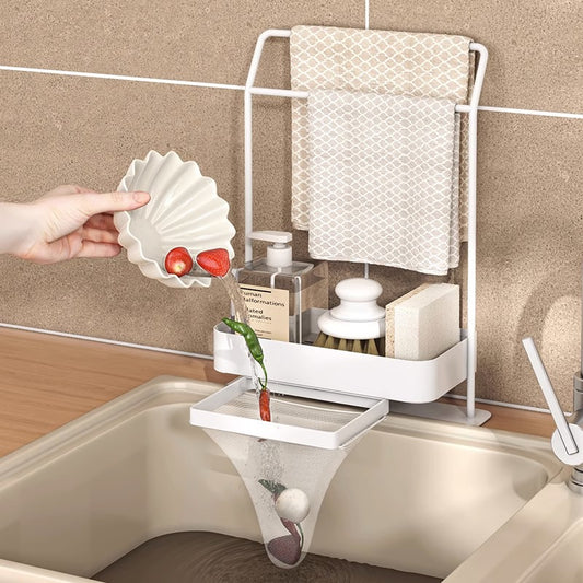 Kitchen Drain Rack & Rag Holder – Counter Storage Organiser