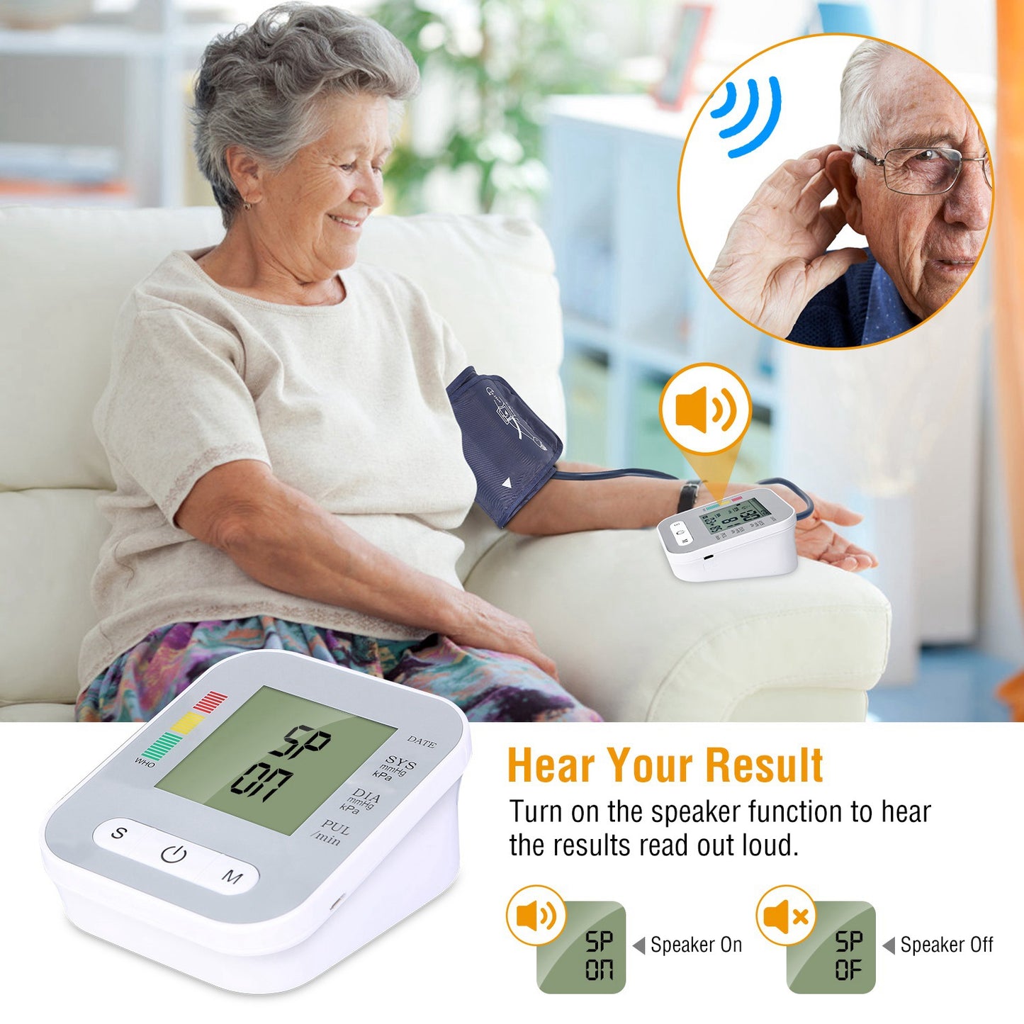 Digital Arm Blood Pressure Monitor — LCD Display & Voice Readout