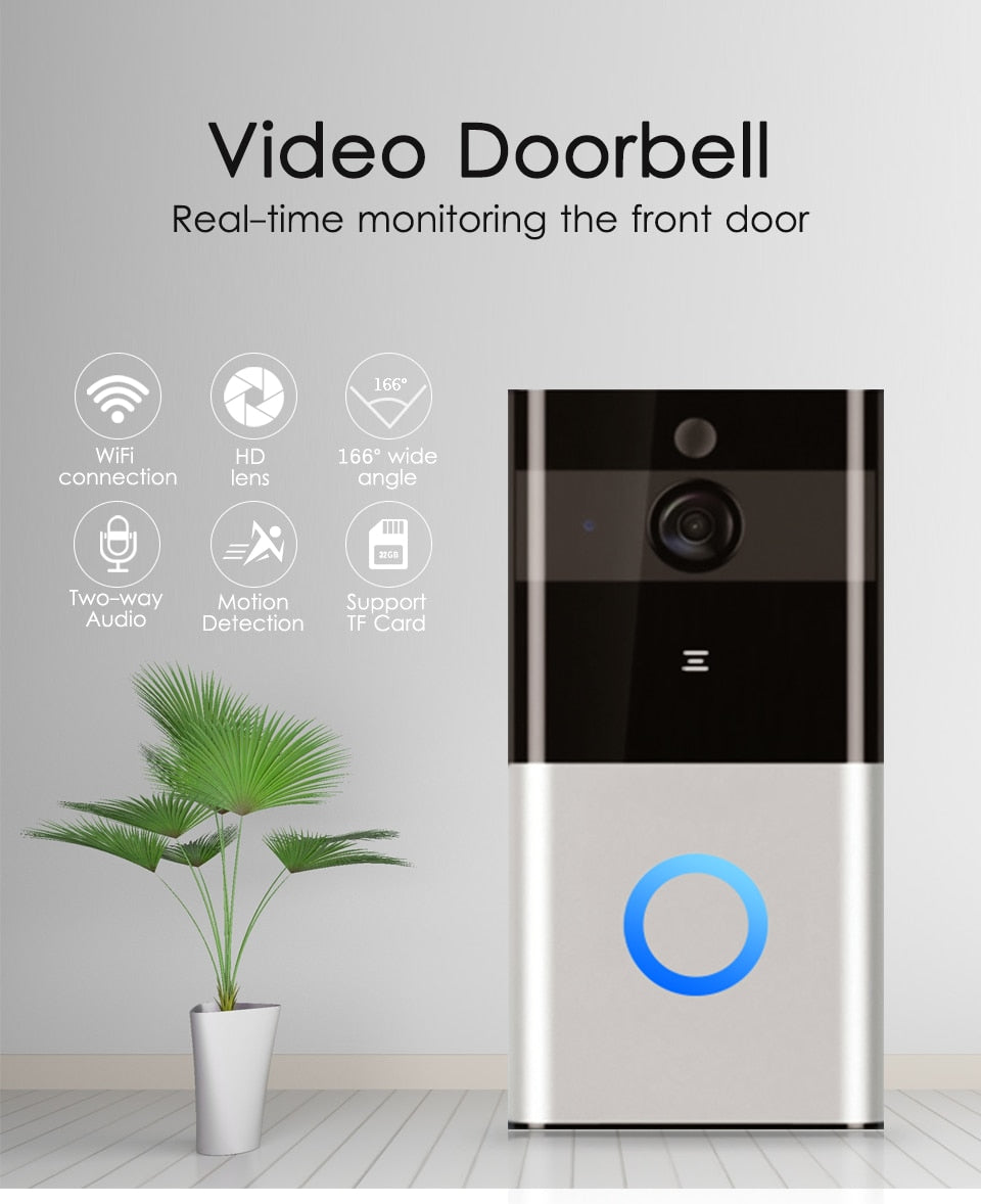 WiFi Video Doorbell – 720P, Night Vision, Motion Detection