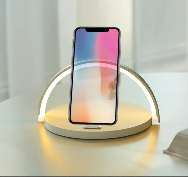 3-in-1 Wireless Charger Stand & LED Lamp — Charge, Light, Organize