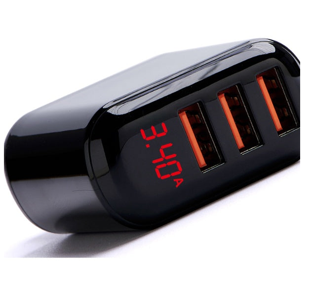 3-Port USB Fast Charger — 3.4A with LED Display, Travel-Ready