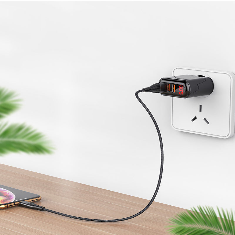 3-Port USB Fast Charger — 3.4A with LED Display, Travel-Ready