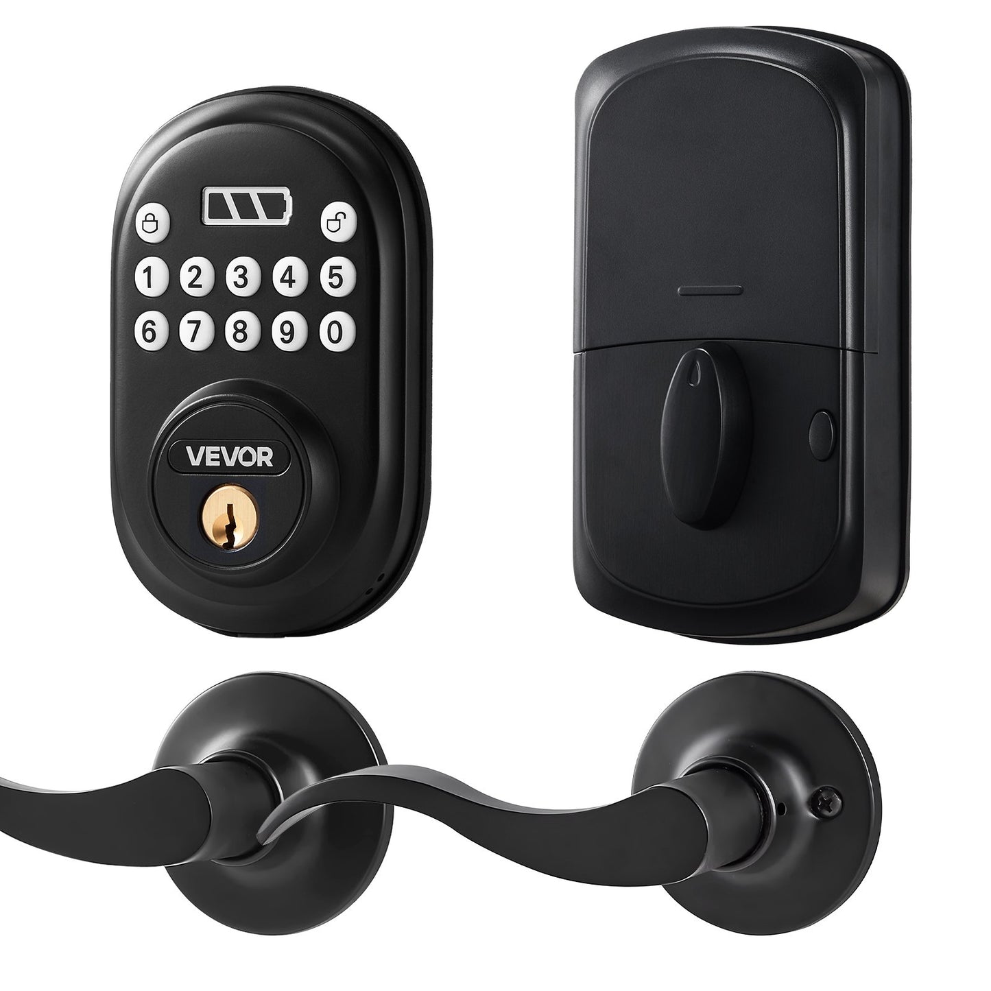 Keyless Door Lock with Handle — Password & Key Entry