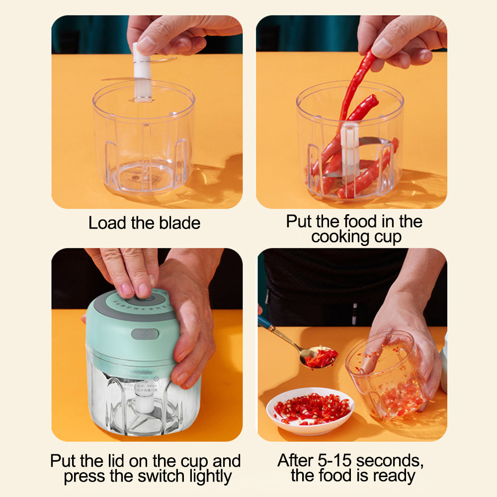 Mini Electric Garlic & Ginger Chopper – USB Rechargeable
