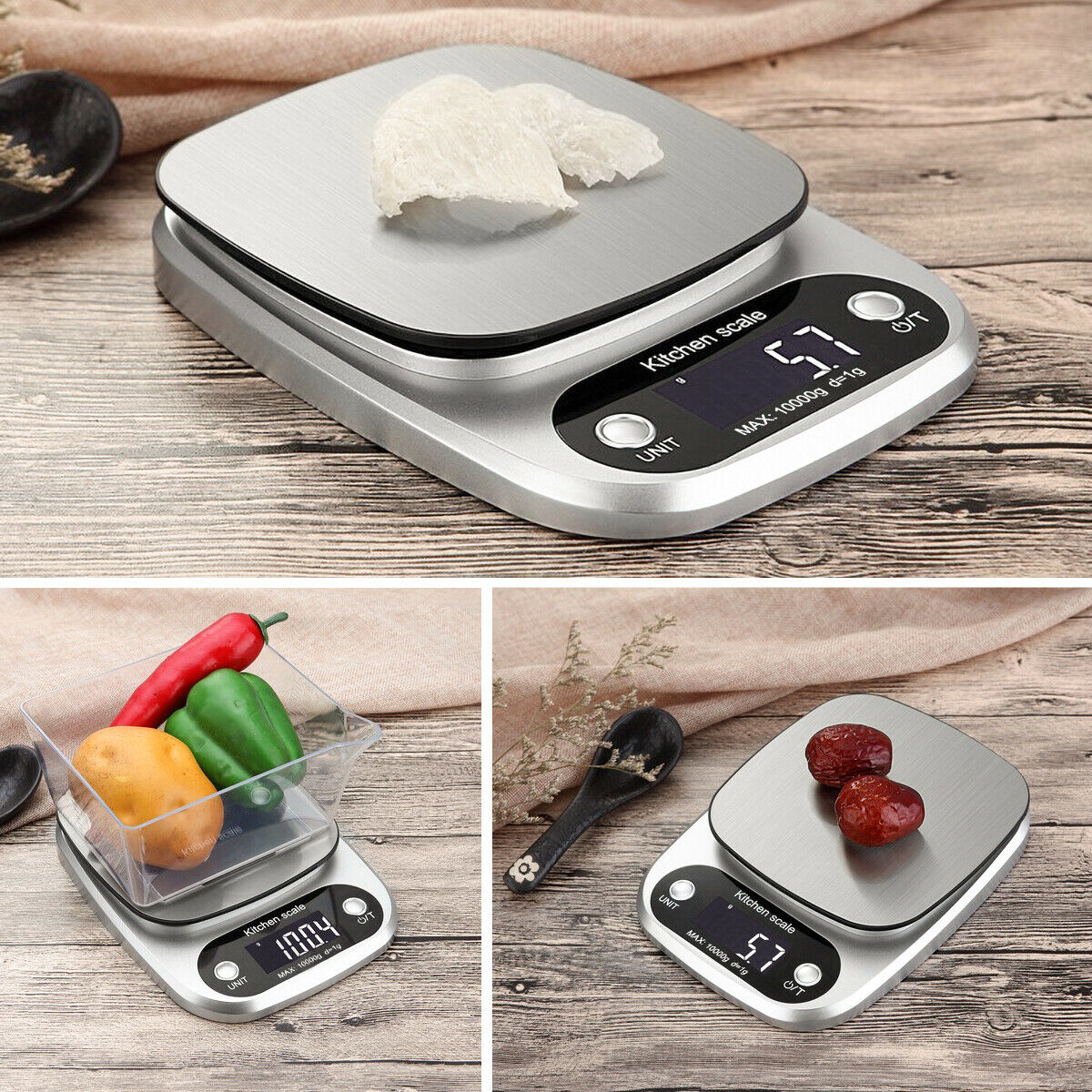 Digital Kitchen Scale – 22lb Capacity, Stainless Steel, 1g Precision
