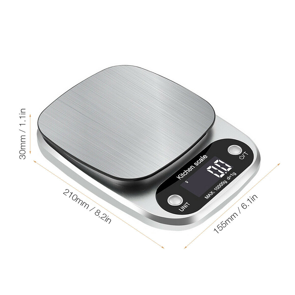 Digital Kitchen Scale – 22lb Capacity, Stainless Steel, 1g Precision
