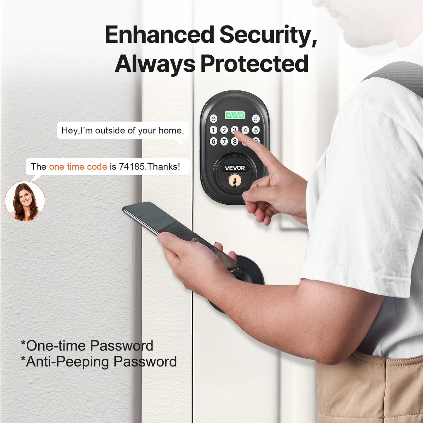 Keyless Door Lock with Handle — Password & Key Entry