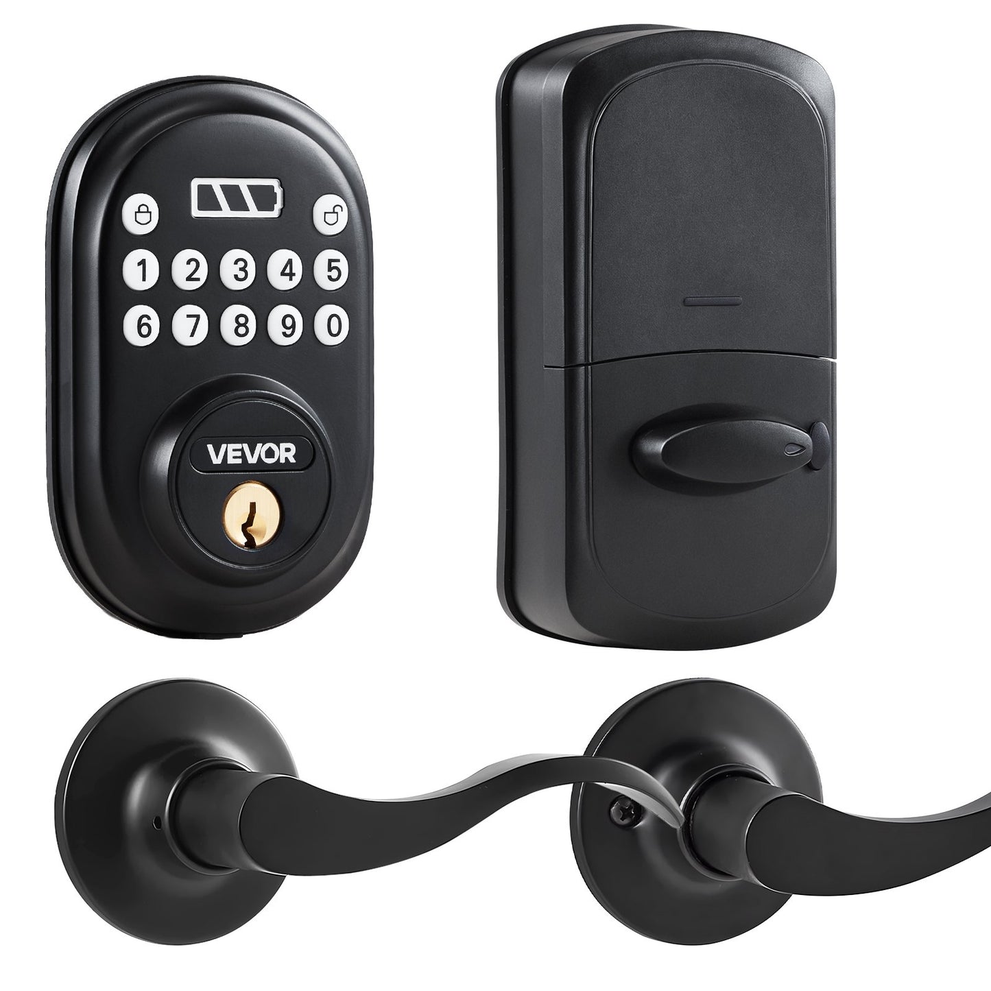 Keyless Door Lock with Handle — Password & Key Entry