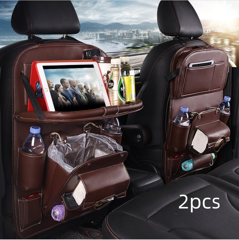 Car Seat Back Organiser – Waterproof PU Leather, Tray & Storage