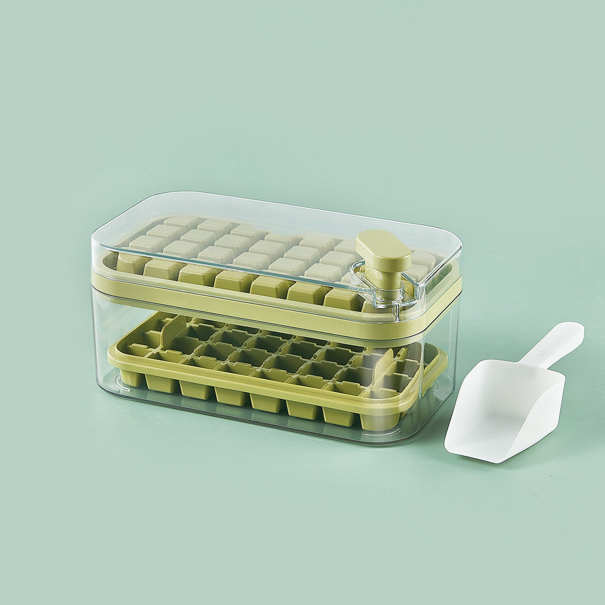 One-Press Ice Cube Maker Tray – With Lid & Storage Box