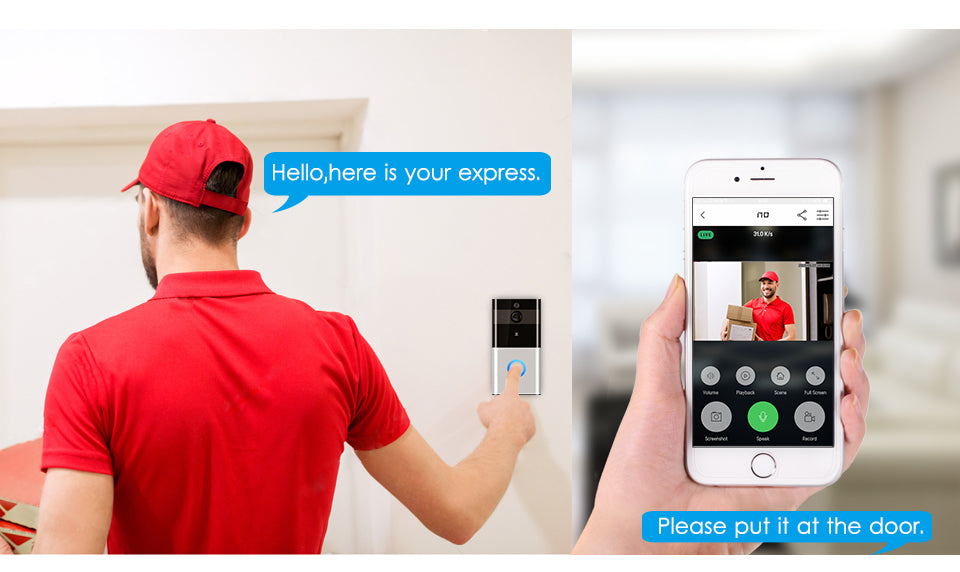WiFi Video Doorbell – 720P, Night Vision, Motion Detection