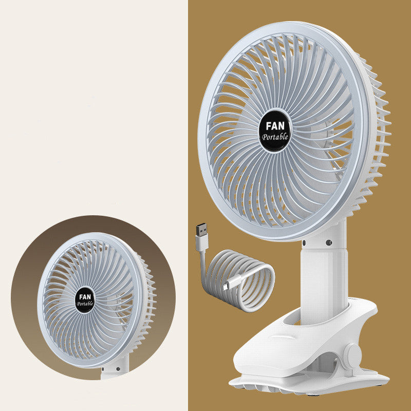 Desktop Clip Fan with LED Desk Lamp — Rechargeable, Wall Mount