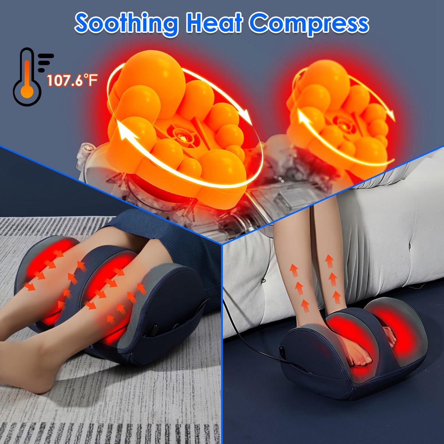 Shiatsu Foot & Calf Massager — Heat, 3 Modes & 3 Intensities
