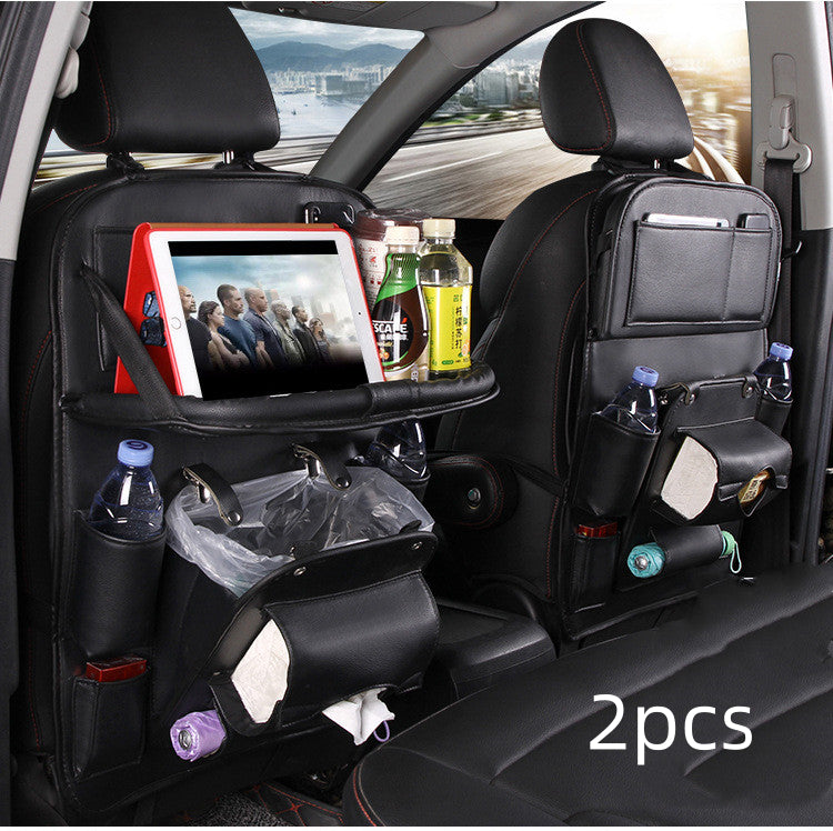 Car Seat Back Organiser – Waterproof PU Leather, Tray & Storage