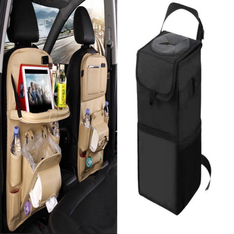 Car Seat Back Organiser – Waterproof PU Leather, Tray & Storage