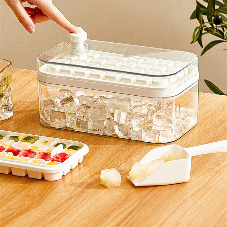 One-Press Ice Cube Maker Tray – With Lid & Storage Box