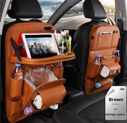 Car Seat Back Organiser – Waterproof PU Leather, Tray & Storage