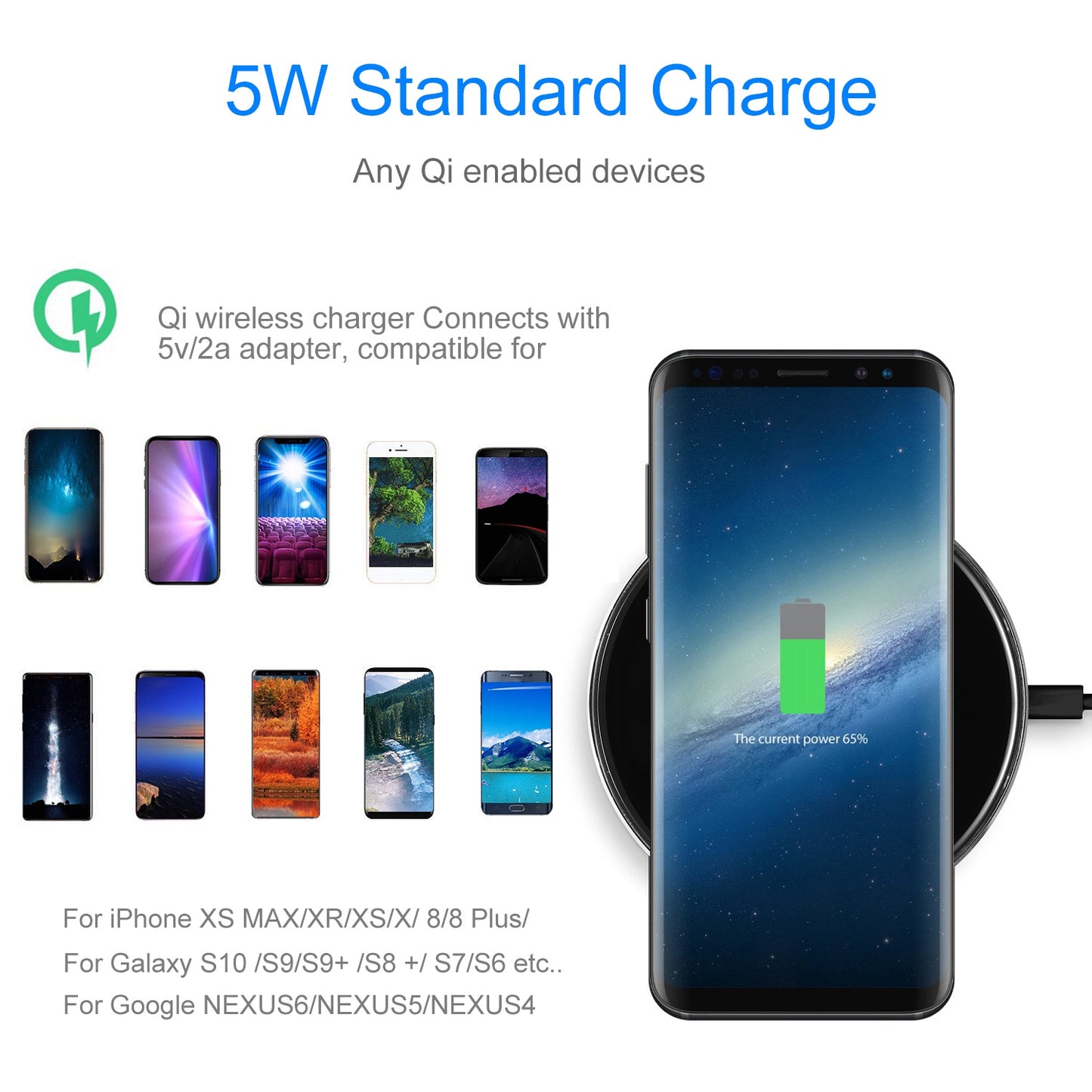 Qi Wireless Charging Pad – Ultra-Slim 5W, iPhone & Samsung