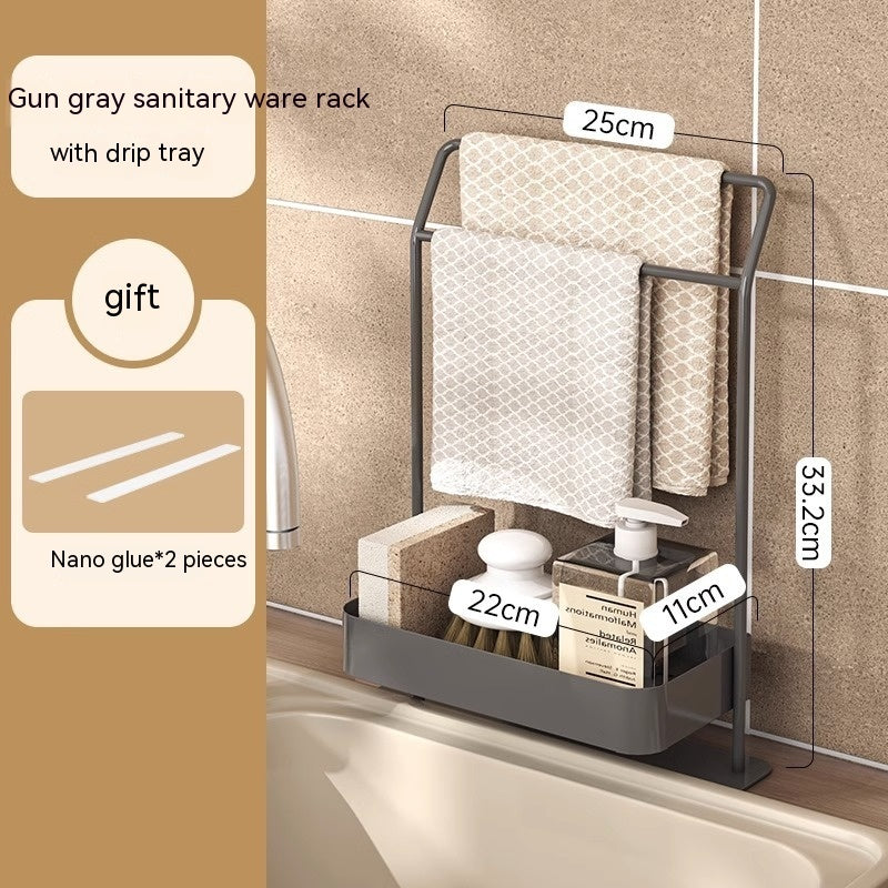 Kitchen Drain Rack & Rag Holder – Counter Storage Organiser