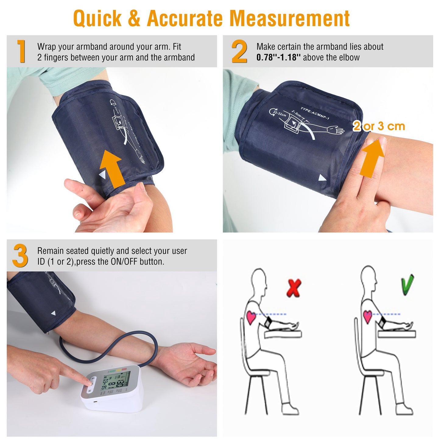 Digital Arm Blood Pressure Monitor — LCD Display & Voice Readout