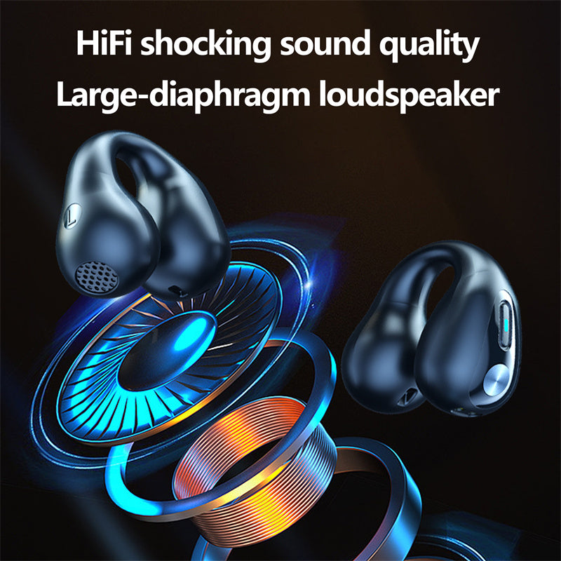Bone Conduction Ear Clip Earbuds — Bluetooth 5.3, HIFI Bass, Sports