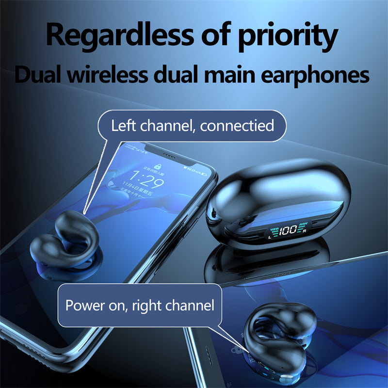 Bone Conduction Ear Clip Earbuds — Bluetooth 5.3, HIFI Bass, Sports