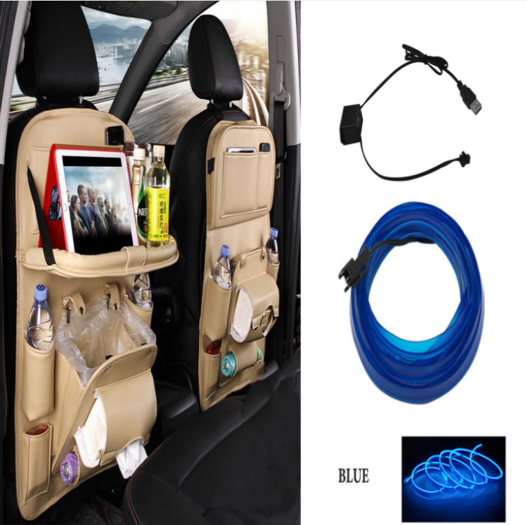 Car Seat Back Organiser – Waterproof PU Leather, Tray & Storage