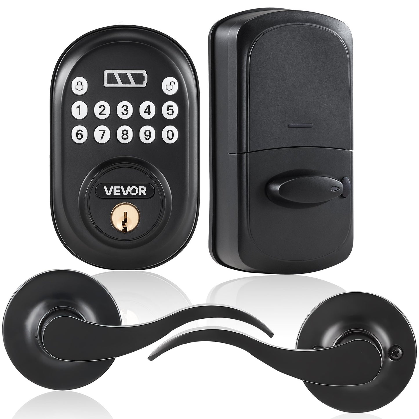 Keyless Door Lock with Handle — Password & Key Entry