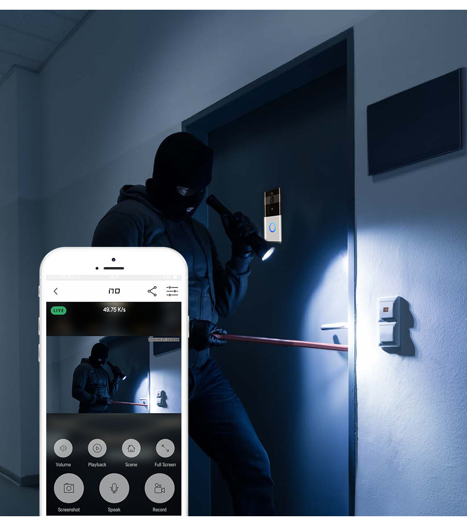 WiFi Video Doorbell – 720P, Night Vision, Motion Detection
