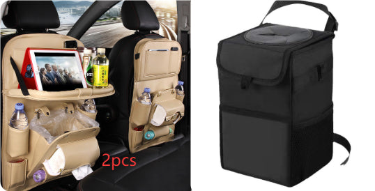 Car Seat Back Organiser – Waterproof PU Leather, Tray & Storage