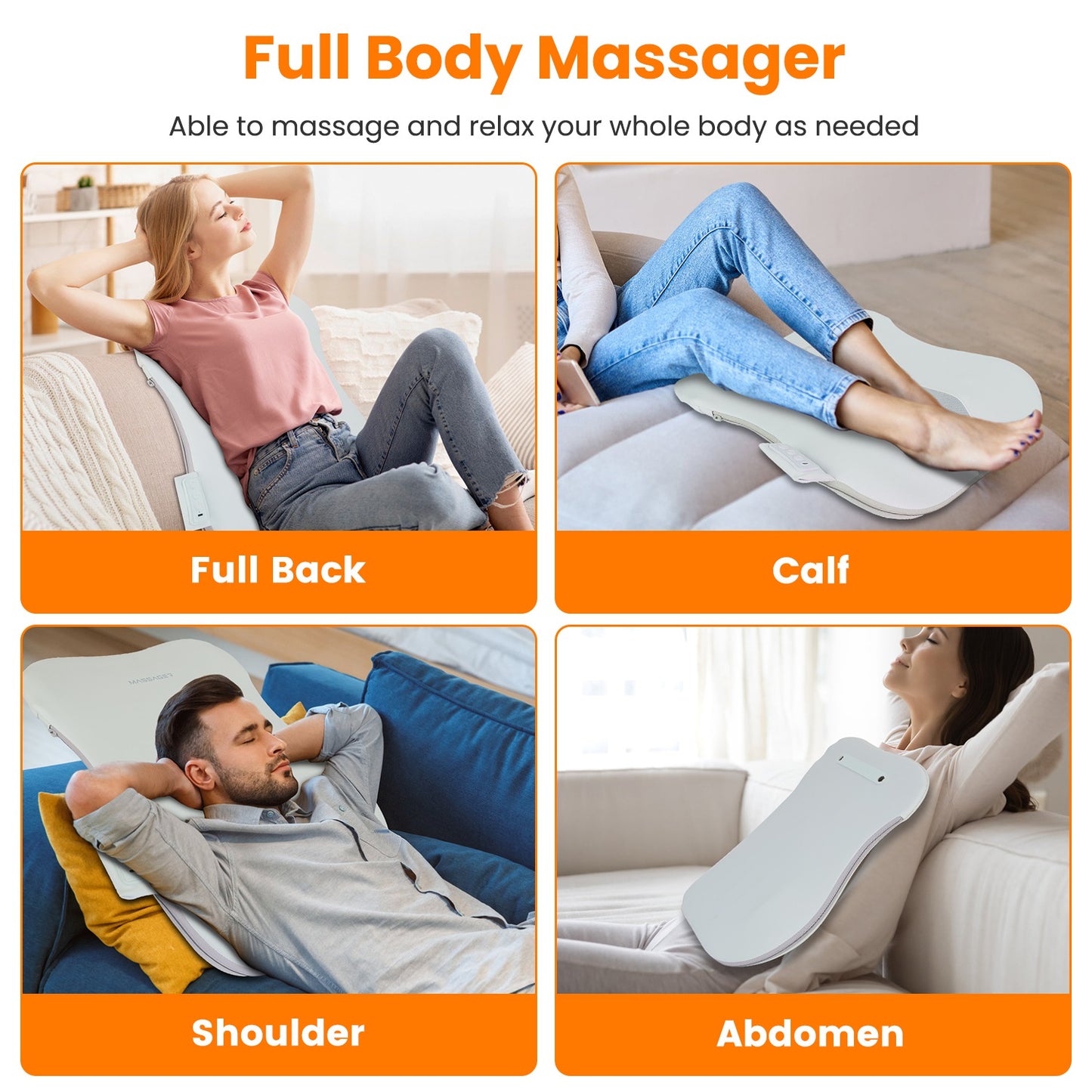 Shiatsu Massage Pillow — 3D Kneading, Heat & Cordless Rechargeable