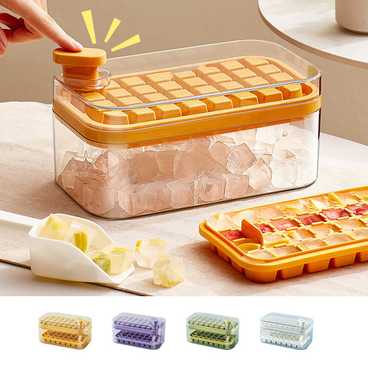 One-Press Ice Cube Maker Tray – With Lid & Storage Box