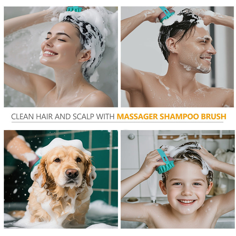 Scalp Massager Shampoo Brush — Waterproof, Detachable Head
