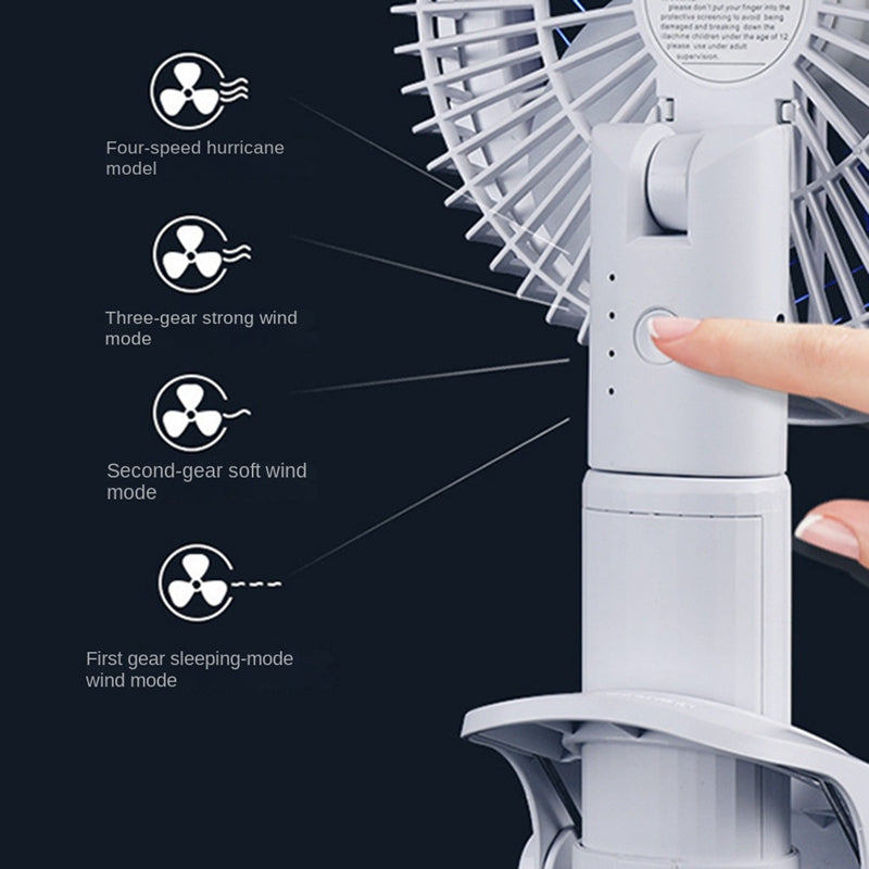 Desktop Clip Fan with LED Desk Lamp — Rechargeable, Wall Mount
