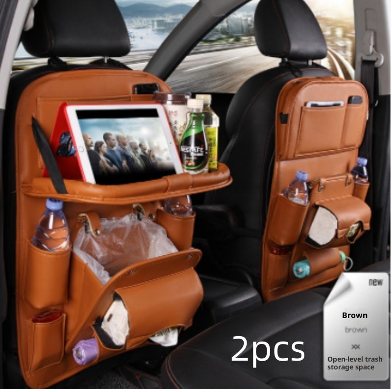 Car Seat Back Organiser – Waterproof PU Leather, Tray & Storage