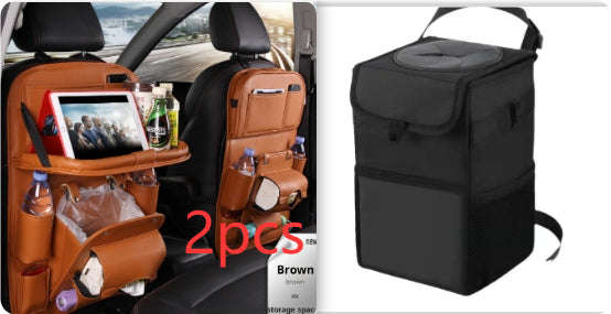 Car Seat Back Organiser – Waterproof PU Leather, Tray & Storage