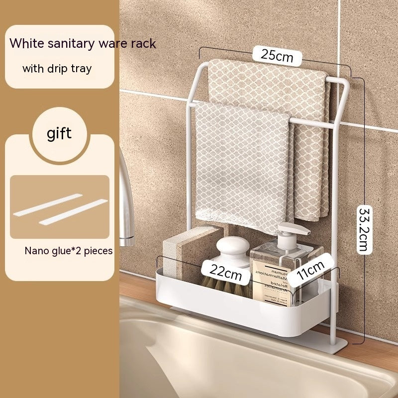 Kitchen Drain Rack & Rag Holder – Counter Storage Organiser