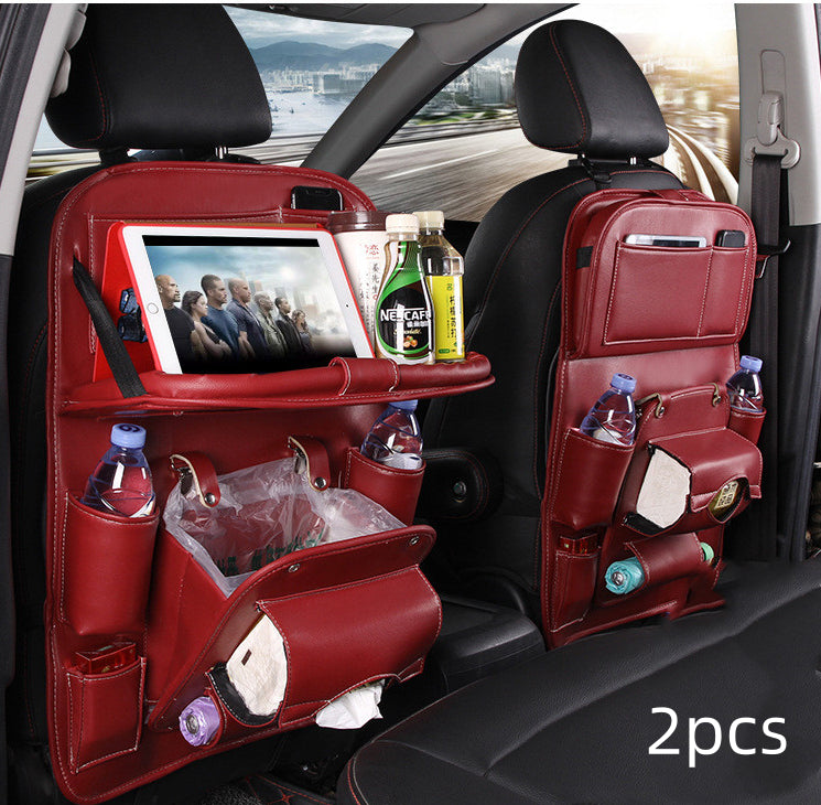 Car Seat Back Organiser – Waterproof PU Leather, Tray & Storage