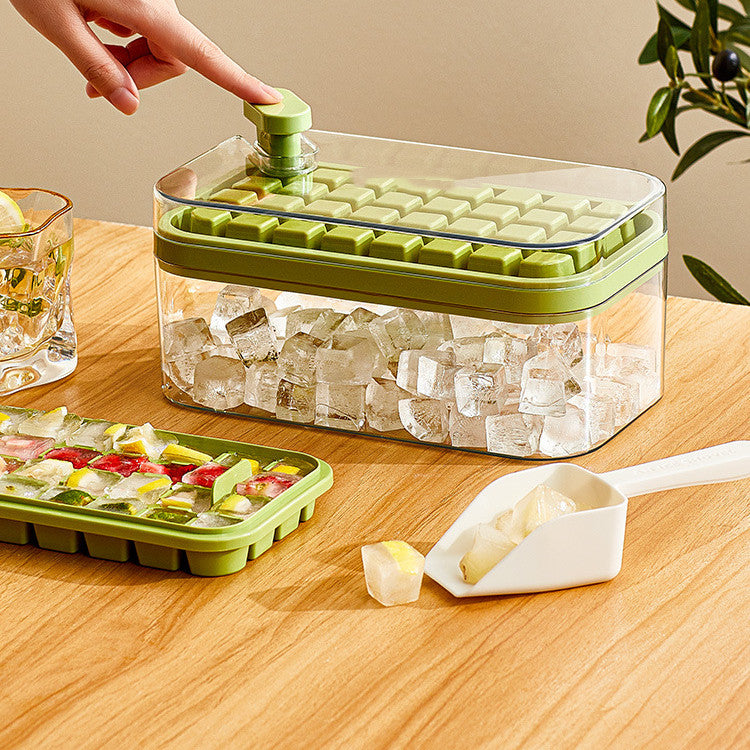 One-Press Ice Cube Maker Tray – With Lid & Storage Box