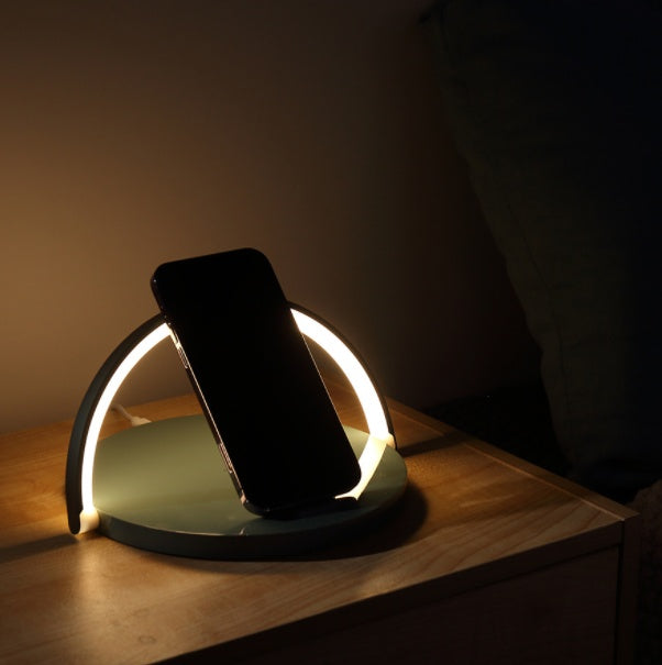 3-in-1 Wireless Charger Stand & LED Lamp — Charge, Light, Organize