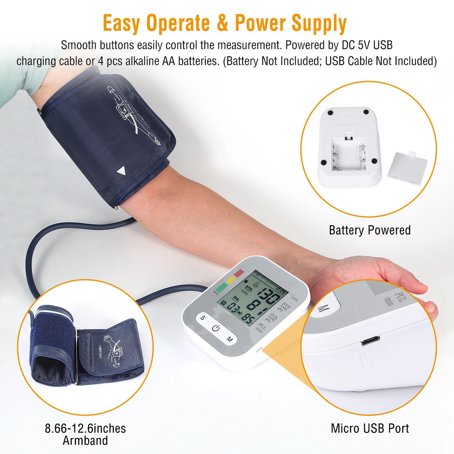 Digital Arm Blood Pressure Monitor — LCD Display & Voice Readout
