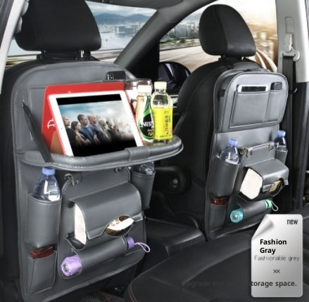 Car Seat Back Organiser – Waterproof PU Leather, Tray & Storage