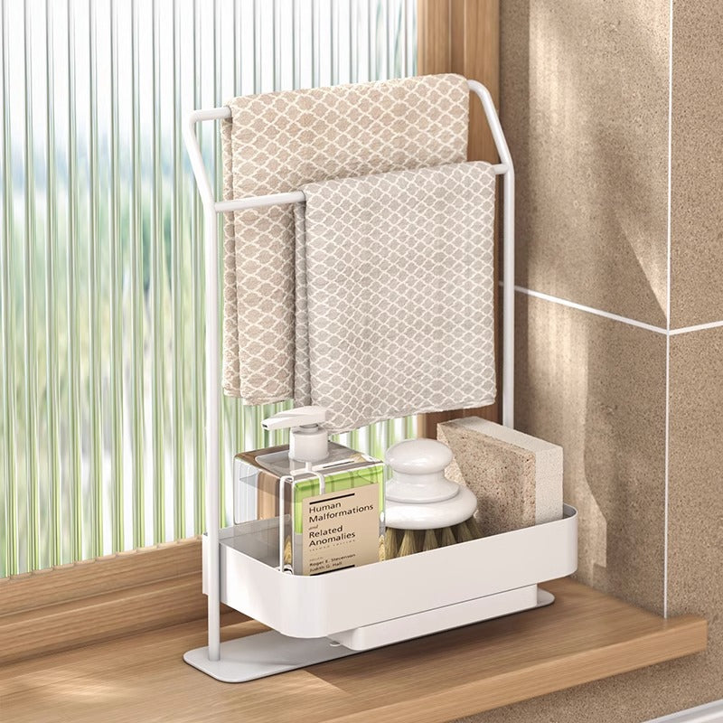 Kitchen Drain Rack & Rag Holder – Counter Storage Organiser