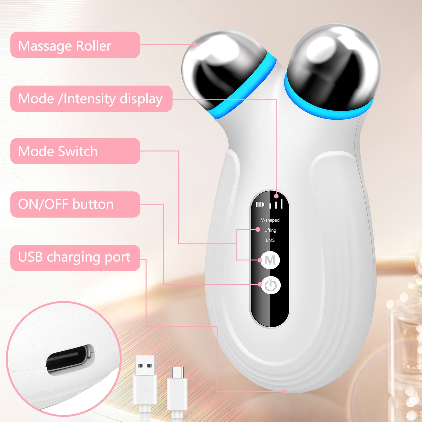 Anti-Aging Microcurrent Facial Device — Boosts Skincare Absorption