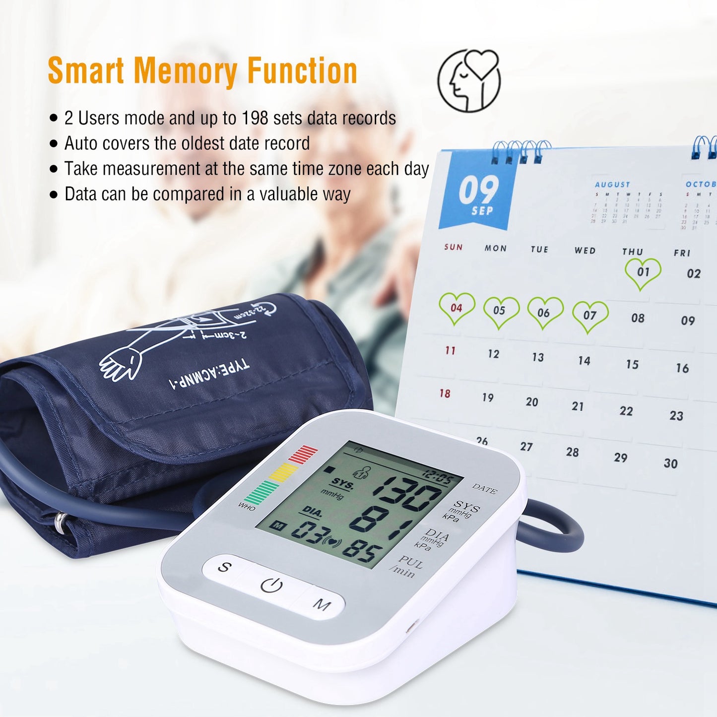 Digital Arm Blood Pressure Monitor — LCD Display & Voice Readout