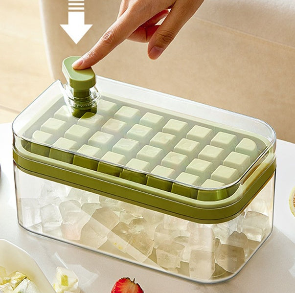 One-Press Ice Cube Maker Tray – With Lid & Storage Box